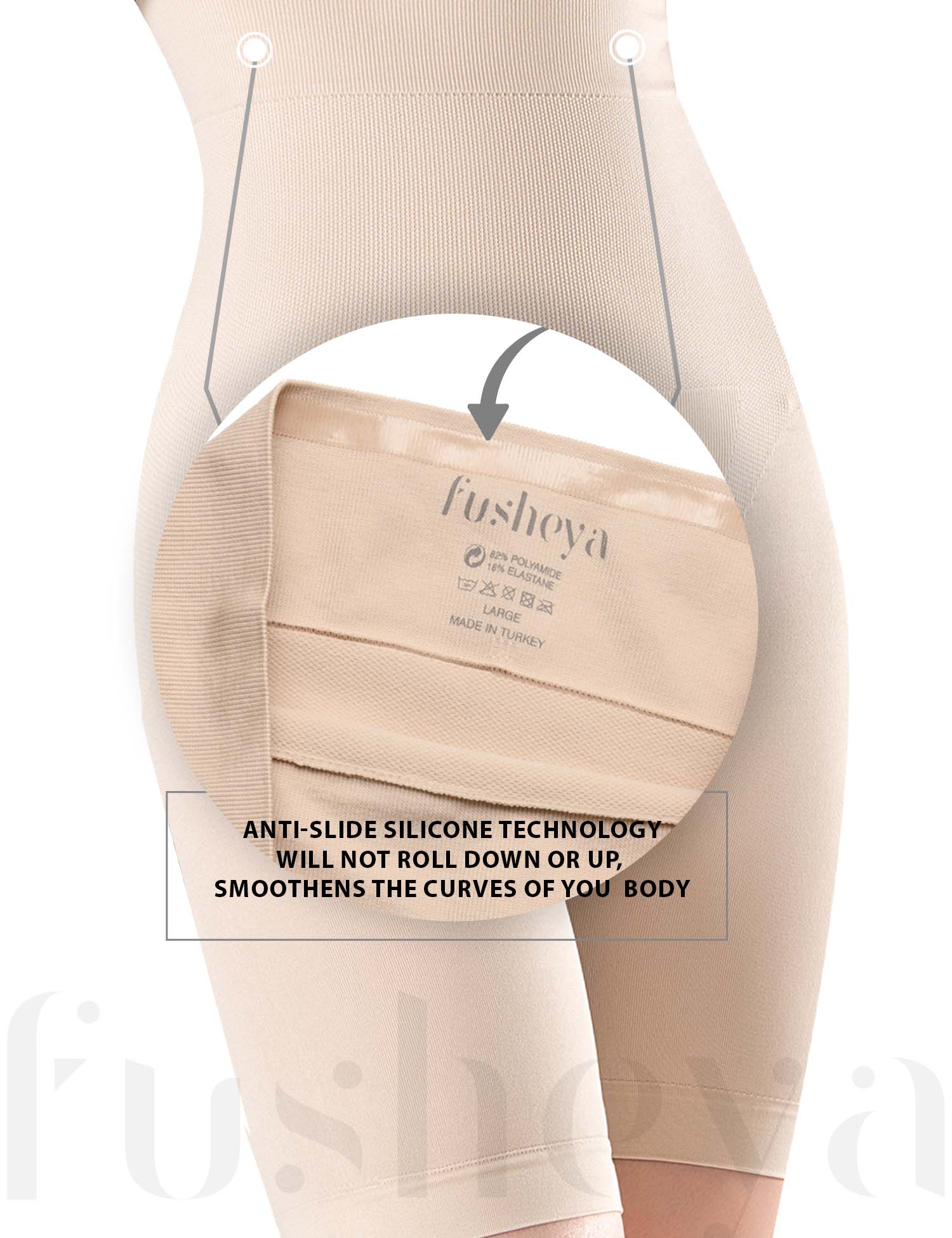 FUSHEYA High Waist Body Shaper Shorts for Women Tummy Control Butt Lifter Shapewear-silicone