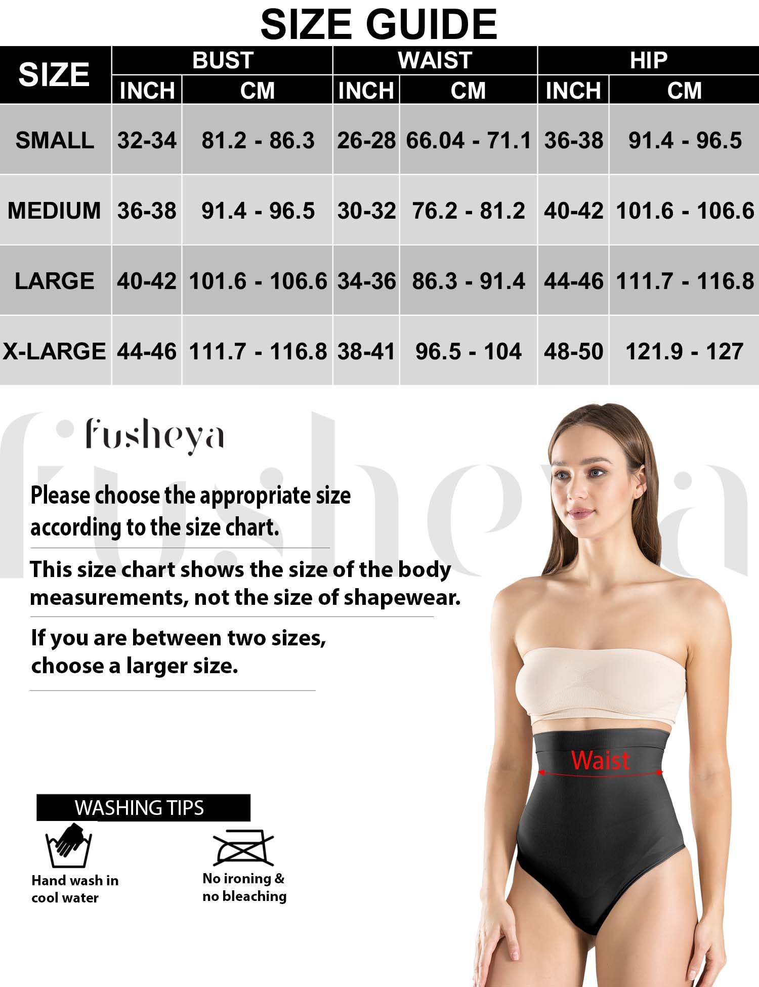 FUSHEYA High Waisted Thong Panty Body Shaper-size-chart