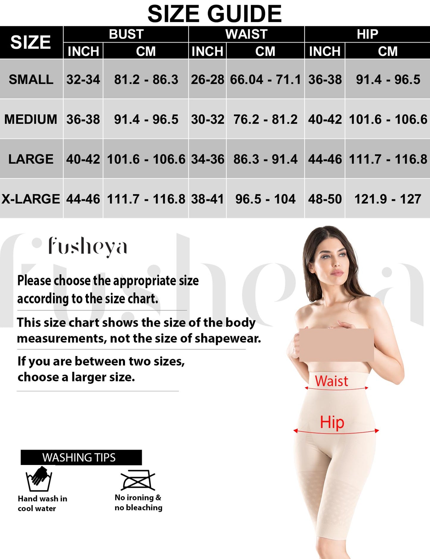 FUSHEYA Higher Waist Body Shaper Shorts-size-chart