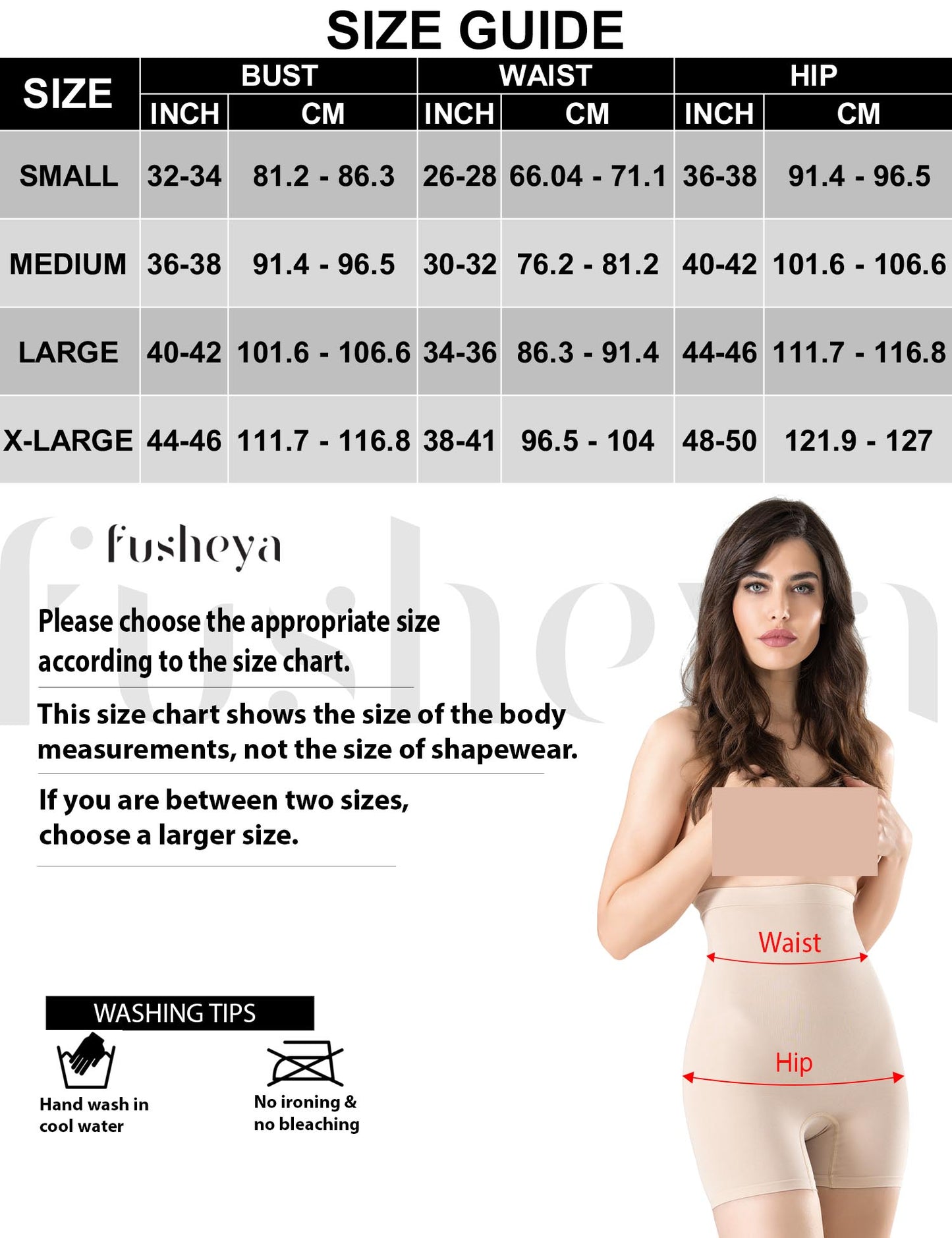 FUSHEYA High Waist Power Shorts Body Shaper-size-chart