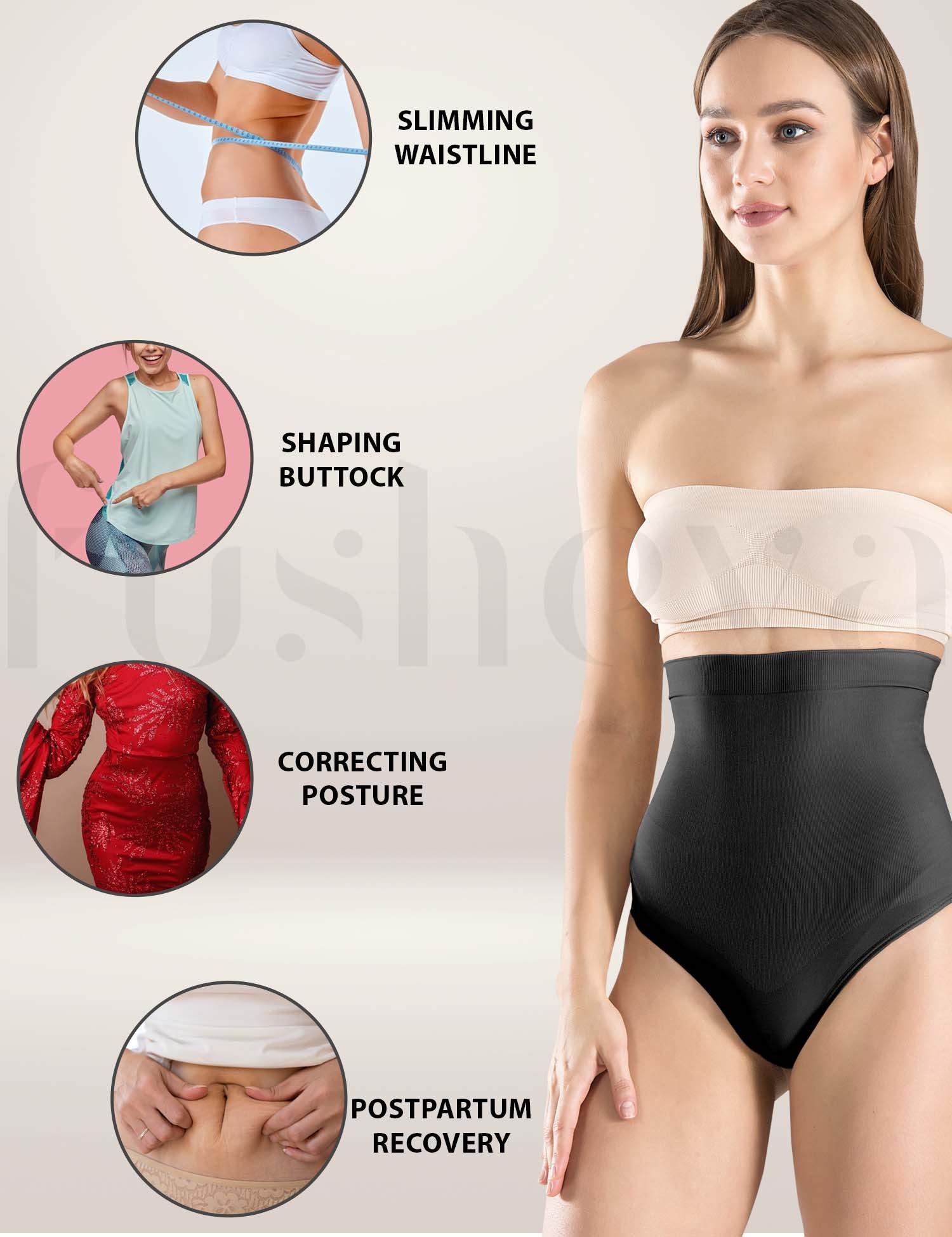 FUSHEYA High Waisted Thong Panty Body Shaper  slimming-shaping-posture