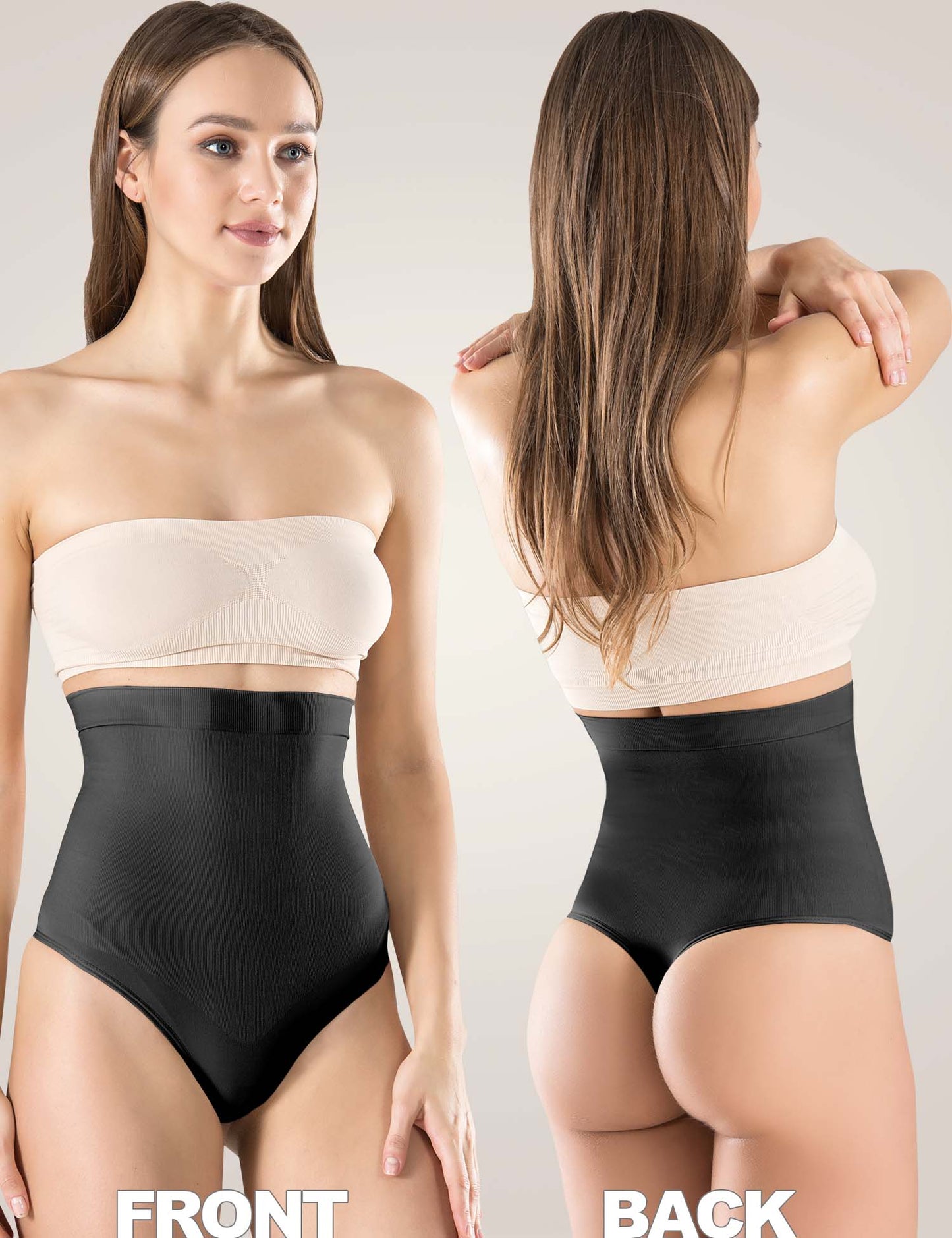 FUSHEYA High Waisted Thong Panty Body Shaper -front-back-look