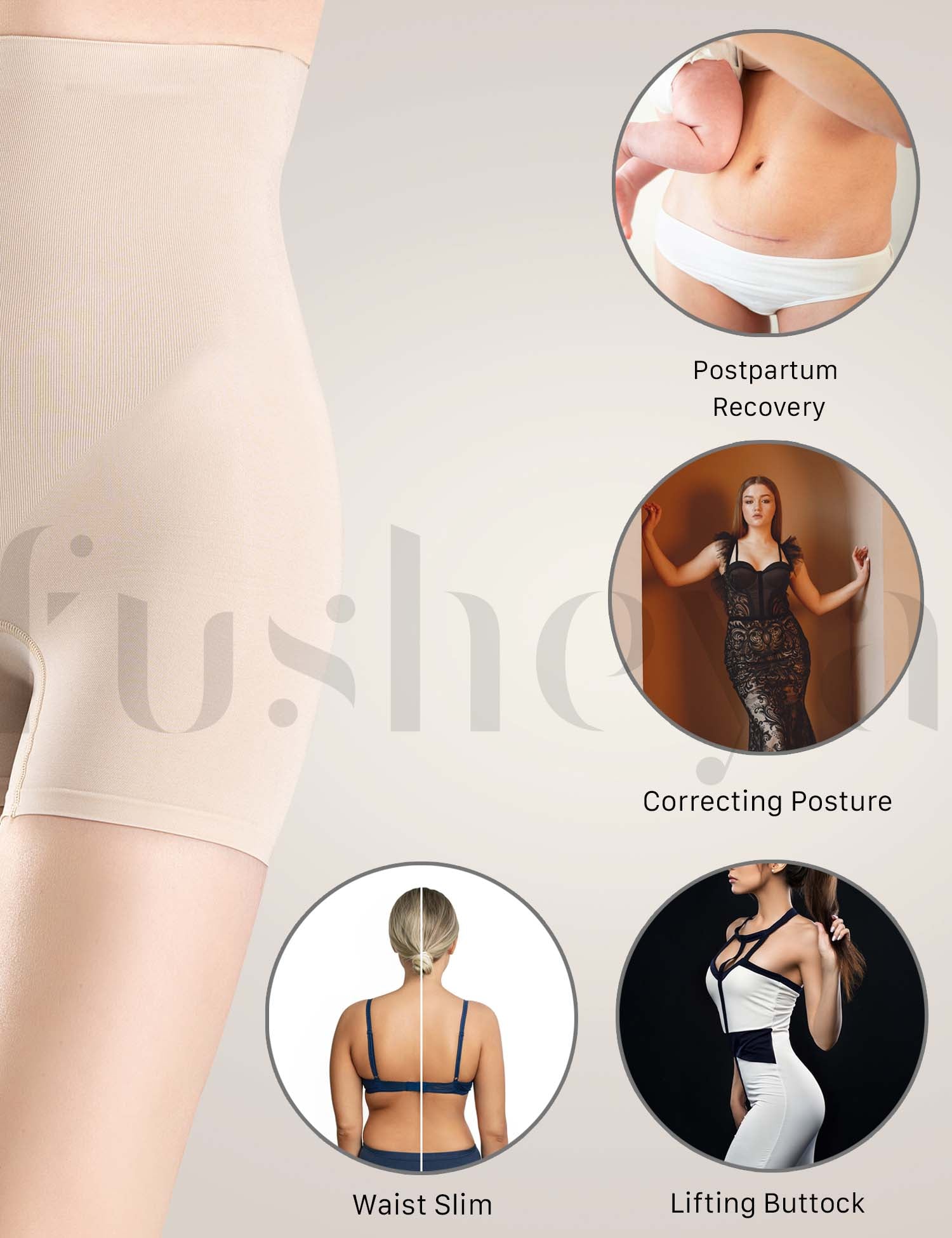 FUSHEYA High Waist Power Shorts Shapewear Butt Lifter Seamless for Women-waistlim-postpartum-posture-lifting